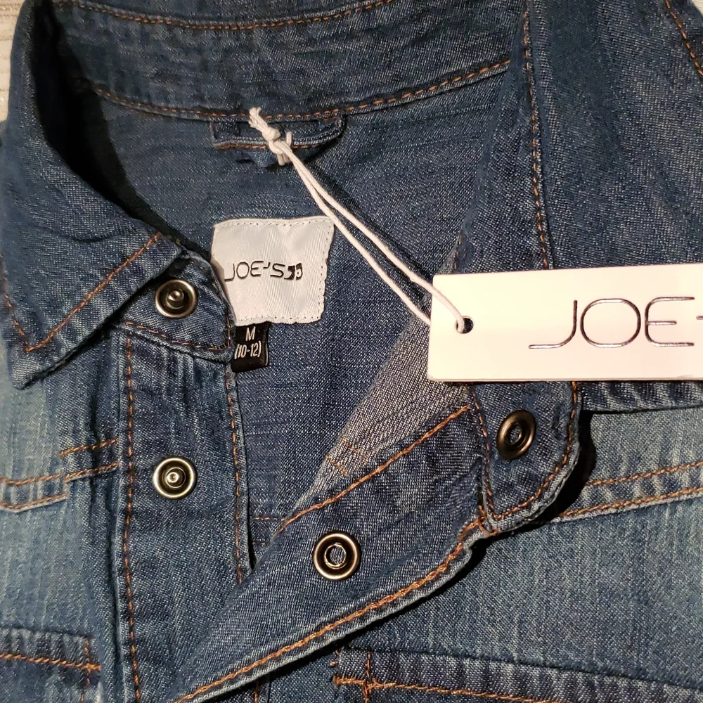 JOE'S Long Sleeve Distressed Denim Snap Button Up Shirt NEW Big Kids M (10/12)